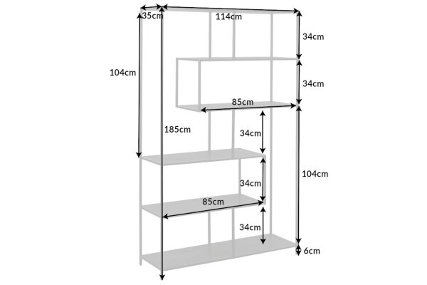 Étagère sur pied noire 114 x 185 cm design moderne VIVEN