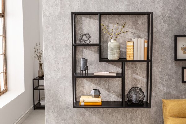 Étagère murale noire aspect bois 75 x 91 cm grande Moderne