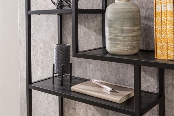 Étagère murale noire aspect bois 75 x 91 cm grande Moderne