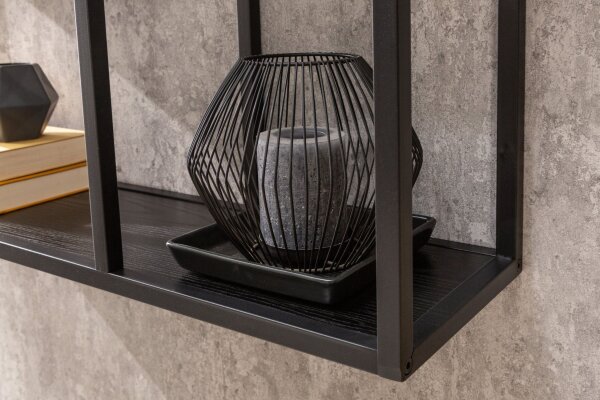 Étagère murale noire aspect bois 75 x 91 cm grande Moderne