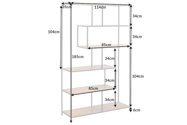 Étagère moderne 114 x 185 cm en bois asymétrique