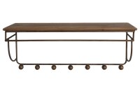 Portemanteau mural 77 cm bois vintage fer 7 crochets