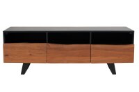 TV Lowboard 140 cm bord darbre compartiments tiroirs bois...