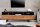 TV Lowboard 140 cm bord darbre compartiments tiroirs bois fer