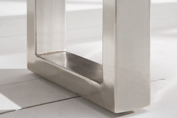 Banc 2m acacia métal piètement traîneau