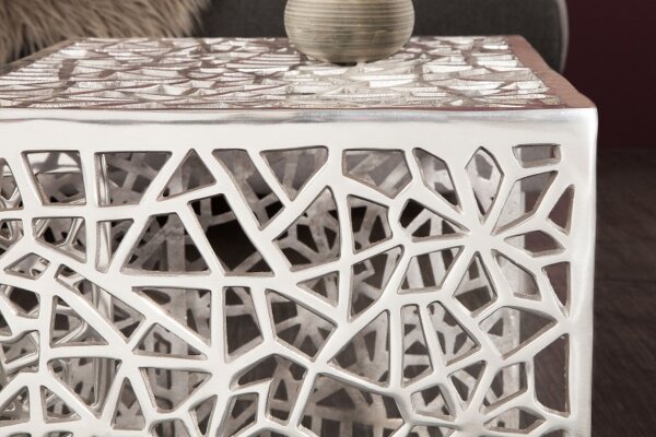 Table basse métal set de 2 pièces en argent fait main