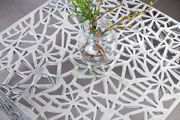 Table basse en métal 60x60 cm en argent fait main