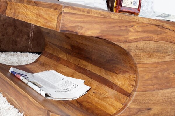 Table basse en bois de sheesham 120x50 cm en naturel