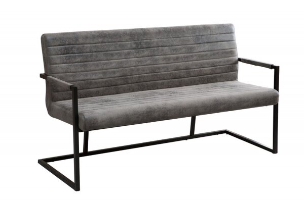 Banc Microfibre Fer 160 cm en Gris Noir