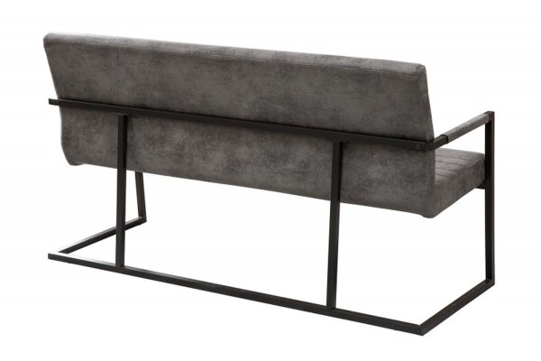 Banc Microfibre Fer 160 cm en Gris Noir