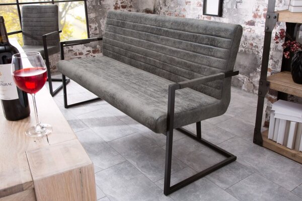 Banc Microfibre Fer 160 cm en Gris Noir