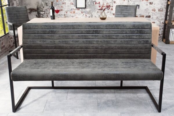 Banc Microfibre Fer 160 cm en Gris Noir