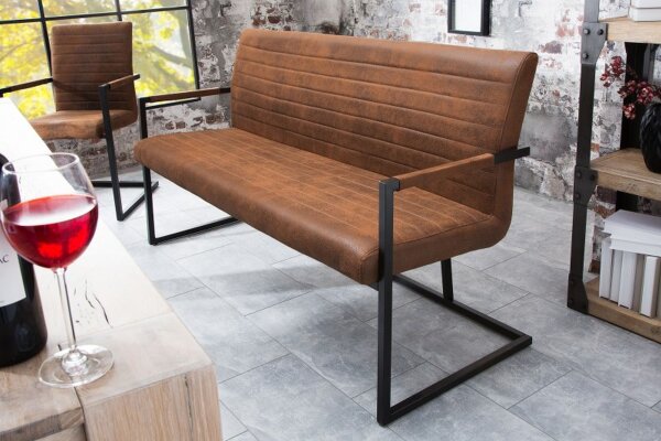 Banc microfibre fer 54 cm en brun noir