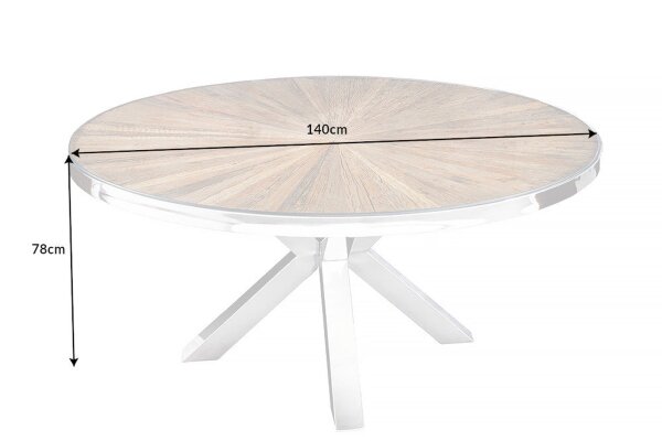 Table de salle à manger teck verre dur acier inoxydable brun chrome 140x140 cm