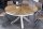 Table de salle à manger teck verre dur acier inoxydable brun chrome 140x140 cm