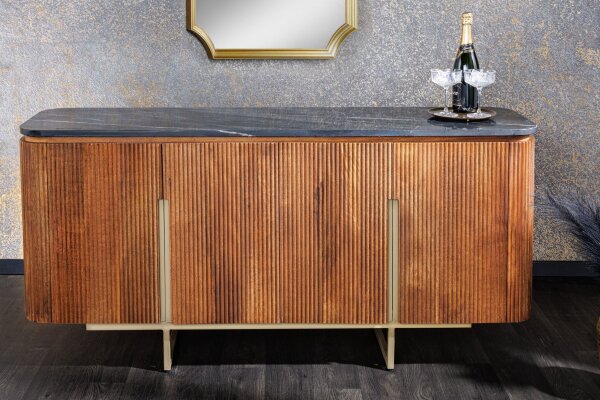 Buffet marbre bois métal largeur 160 cm design art déco