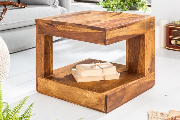 Table basse en bois de sheesham 45x175 cm en naturel