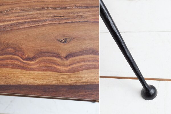 Table basse en bois de sheesham métal 100x20 cm en noir naturel