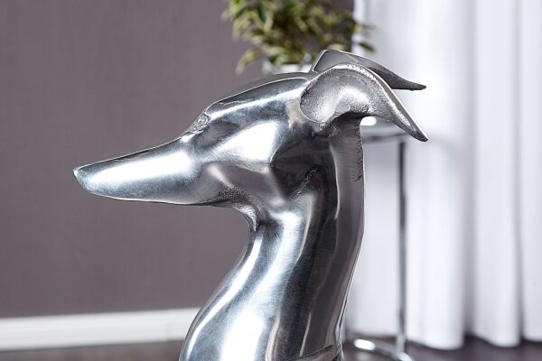 Statue Déco Lévrier Aluminium 25x40 cm en argent