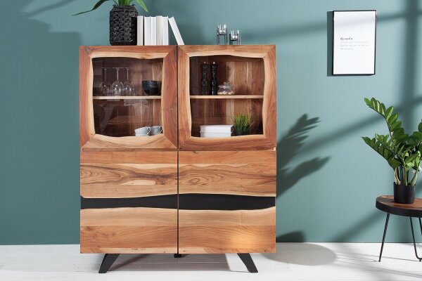 Buffet en bois dacacia métal 20 cm en noir naturel