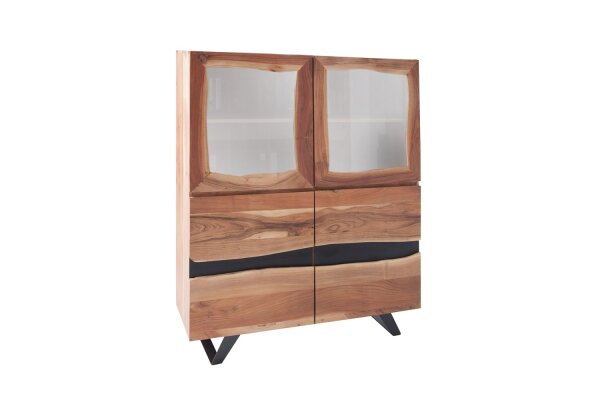 Buffet en bois dacacia métal 20 cm en noir naturel