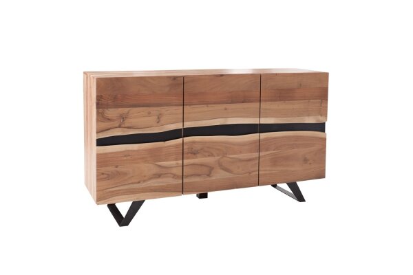 Buffet en bois dacacia métal 118 cm en noir naturel