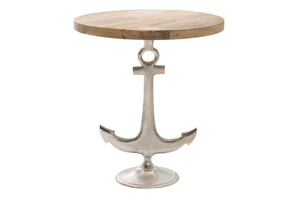 Table dappoint mangue bois métal 50x60 cm en argent naturel