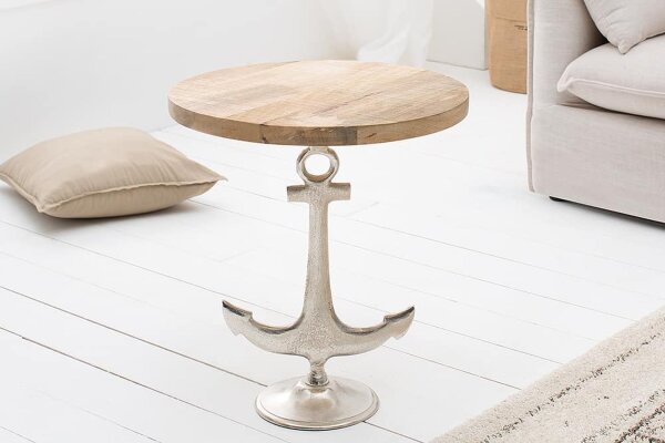 Table dappoint mangue bois métal 50x60 cm en argent naturel