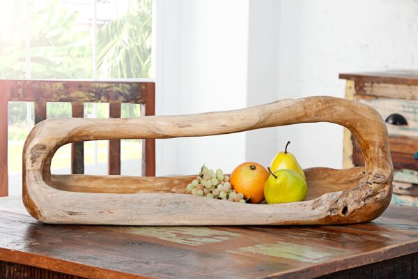 Coupe à fruits en teck bois fait main 60x44 cm en naturel