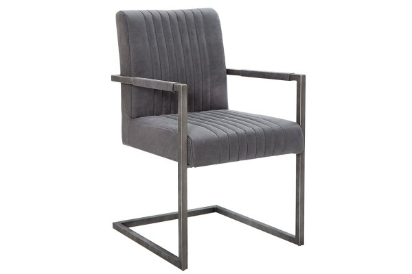 Chaise de salle à manger microfibre fer 55 cm en gris vintage noir