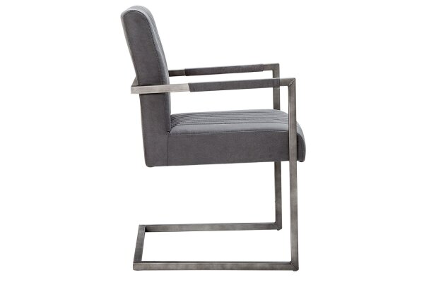 Chaise de salle à manger microfibre fer 55 cm en gris vintage noir