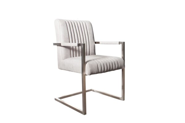 Chaise de salle à manger Microfibre Fer 49 cm en gris pierre