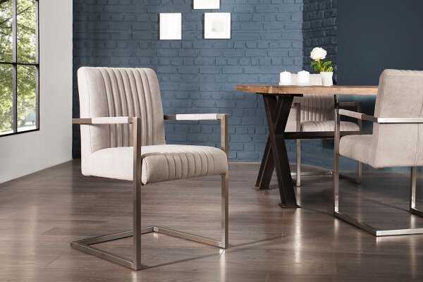 Chaise de salle à manger Microfibre Fer 49 cm en gris pierre