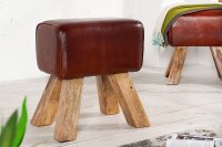 Tabouret en cuir v&eacute;ritable massif 134 cm en marron...