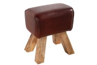 Tabouret en cuir véritable massif 134 cm en marron...
