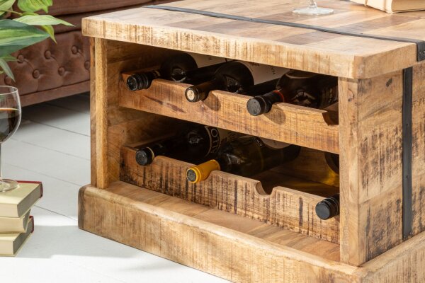 Table basse Mango bois métal fait main 100x50 cm en naturel