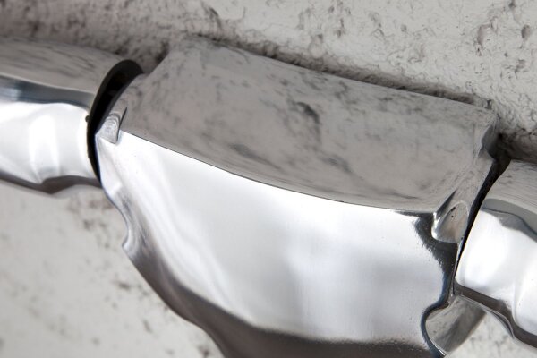 Sculpture murale tête de taureau 100 cm en argent