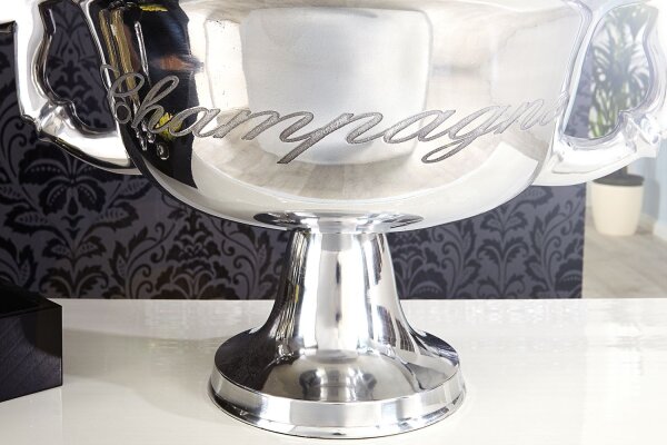 Seau à champagne en aluminium Ø 65 cm en argent avec poignées de transport
