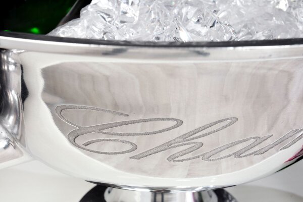 Seau à champagne en aluminium Ø 40 cm en argent avec poignées de transport