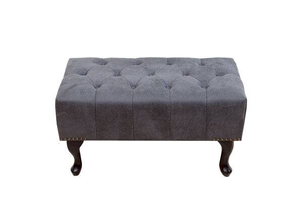 Tabouret Microfibre Bois 80x45 cm en gris antique