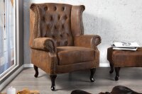 Fauteuil microfibre bois 45 cm en brun antique