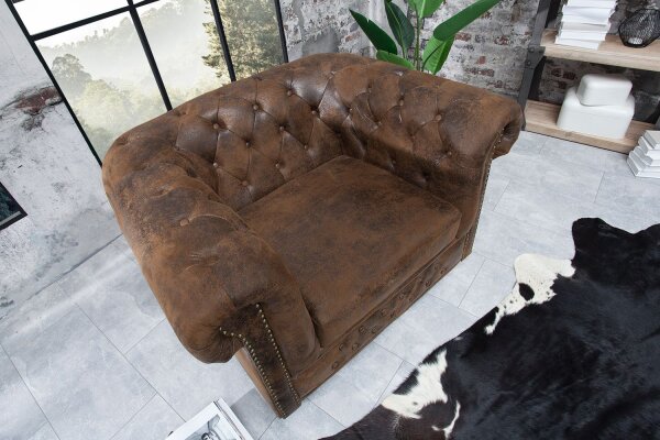 Fauteuil en simili cuir bois 65 cm en marron antique