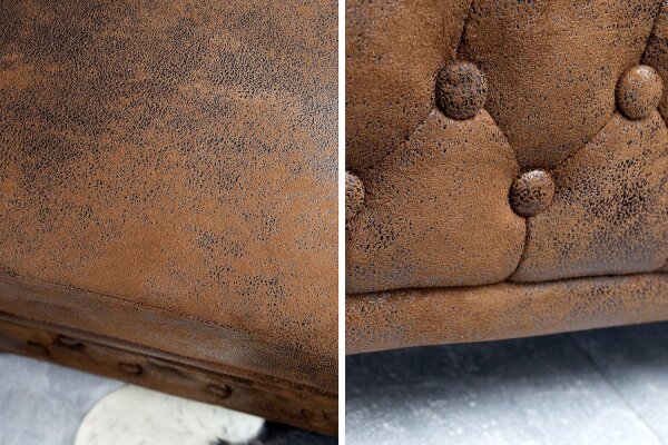 Fauteuil en simili cuir bois 65 cm en marron antique