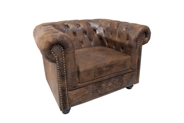 Fauteuil en simili cuir bois 65 cm en marron antique