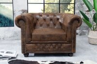 Fauteuil en simili cuir bois 65 cm en marron antique
