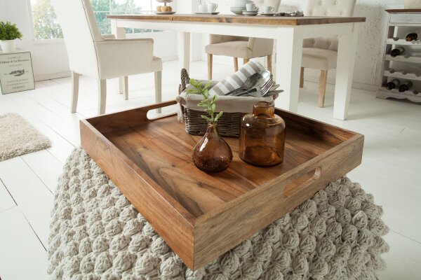 Plateau décoratif en bois dacacia 40x40 cm en naturel