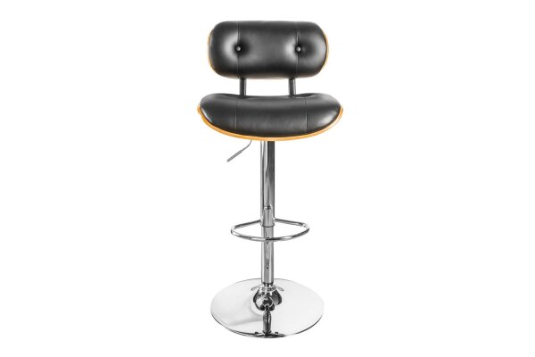 Tabouret de bar simili-cuir plaqué bois véritable métal noir naturel