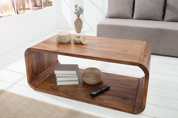 Table basse en bois de sheesham 100x106,7 cm en naturel