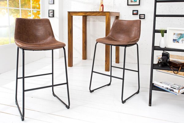 Table de bar microfibre fer 100 cm en brun vintage noir