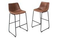 Table de bar microfibre fer 100 cm en brun vintage noir